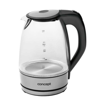 Concept RK4030 vízforraló, 2200W, 1,7 literes, üveg, LED háttérvilágítással, matt rozsdamentes acél
