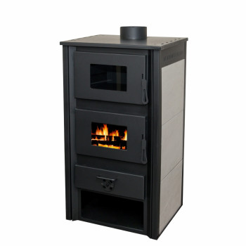 Warnex Robot Zurich Premium sütős csempés kandalló fehér csempeborítással, 10kW 