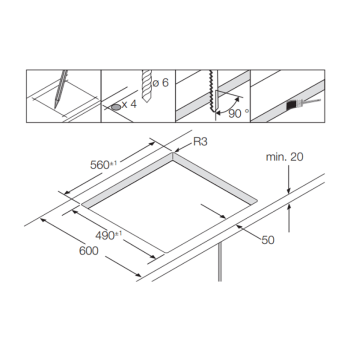 Samsung CTR164NC01/XEO beépíthető kerámialap, 5.5x50.5x57.5 cm, fekete 