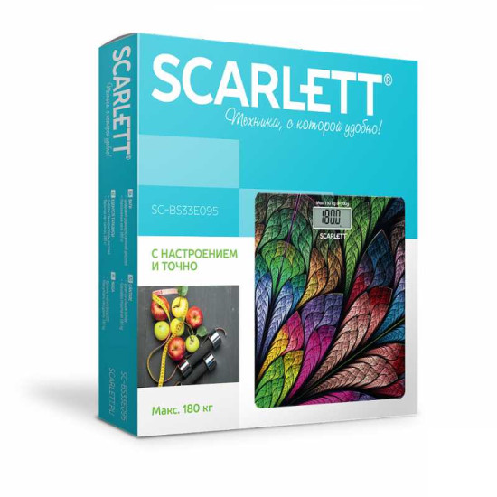 Scarlett SCBS33E095 digitális személymérleg, pávatoll mintás max.180kg