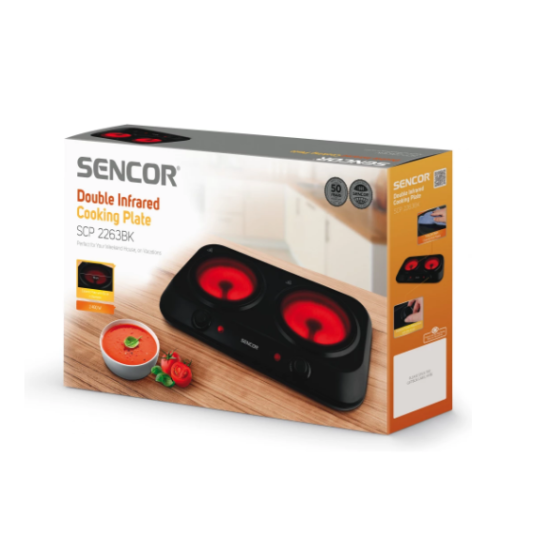 Sencor SCP2263BK infravörös kétzónás üvegkerámia főzőlap, 2400W 