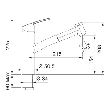 Franke Smart Doccia egykaros mosogató csaptelep,króm szín,115.0391.482