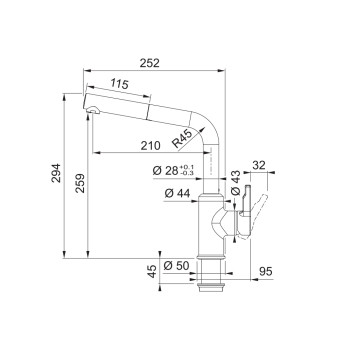Franke Urban Doccia egykaros mosogató csaptelep,fekete matt,115.0627.523