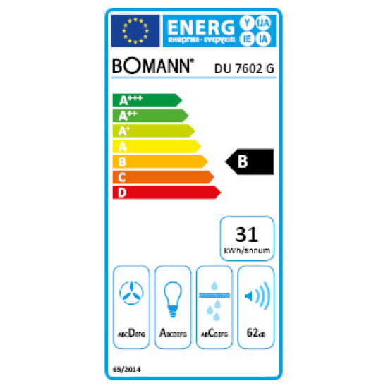 Bomann DU 7602 G fekete kürtős ferde síkú elszívó