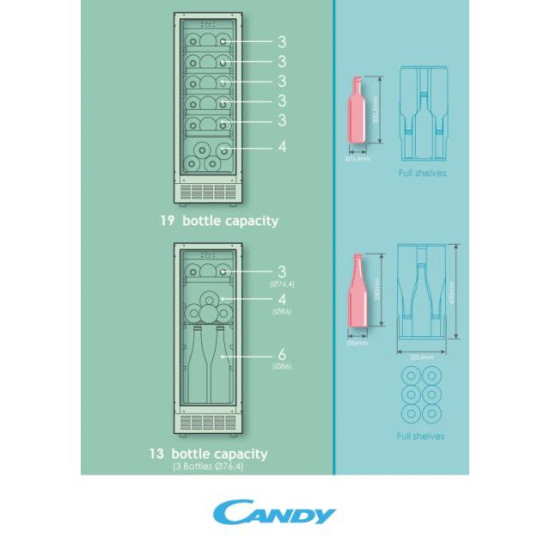 Candy CCVB60D/1 beépíthető borhűtő 2 zónás