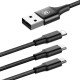 Baseus 3in1 kábel rapid széria MicroUSB+Lightning+C-típ 3A 1.2m piros CAMLT-SU01