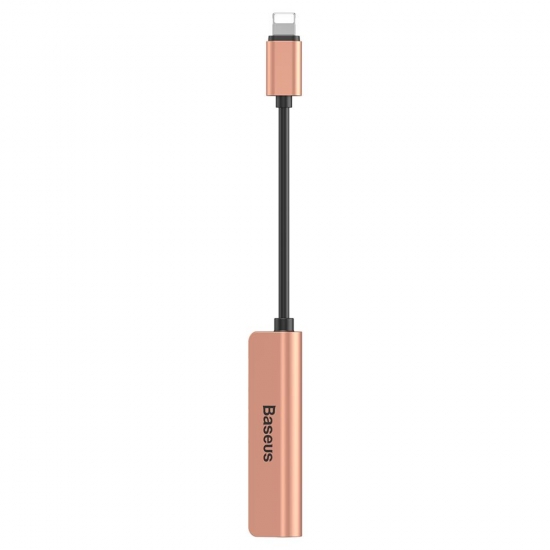 Baseus CALL52-17 3-in-1 iP Lightning to 2x lightning + 3.5mm Audio Adapter L52 Rozéarany