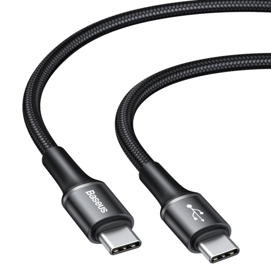Baseus CATGH-I01 Halo nylon harisnyázott USB/USB Type-C PD2.0 kábel 60W 20V 3A/0.5m fekete