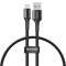 Baseus CALGH-D01 Halo adatkábel tartós nylon fonott USB / Lightning LED-es 2.4a 25cm fekete adatk