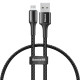 Baseus CALGH-D01 Halo adatkábel tartós nylon fonott USB / Lightning LED-es 2.4a 25cm fekete adatk