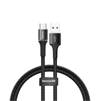 Baseus CAMGH-A01 Halo adatkábel tartós nylon fonott micro USB LED 3A 0.5m fekete