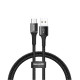 Baseus CAMGH-A01 Halo adatkábel tartós nylon fonott micro USB LED 3A 0.5m fekete