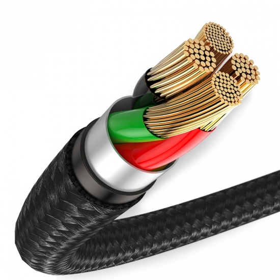 Baseus CAMGH-A01 Halo adatkábel tartós nylon fonott micro USB LED 3A 0.5m fekete