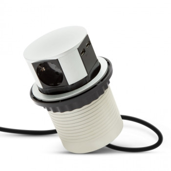Delight 3-as + USB silver süllyeszthető elosztó irodai és otthoni felhasználásra, fém házzal GL20433