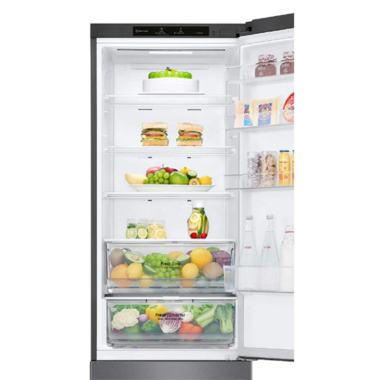 LG GBP62DSNCN1 alulfagyasztós kombinált hűtőszekrény, 384L, inox, Smart Inverter Kompresszorral, 2 zöldség és gyümölcs tároló rekesszel, 59,5 x 203 x 67,5 cm