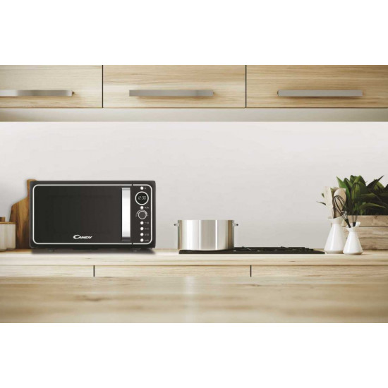 Candy DIVO G25CMB retro mikrohullámú sütő crisp funkcióval, fekete szín