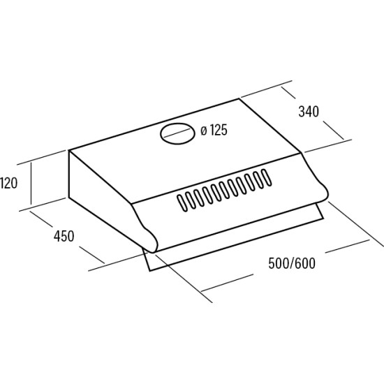 CATA P-3050 WH/L fehér 50cm konyhai elszívó mosható fém zsírszűrővel P3050WHL