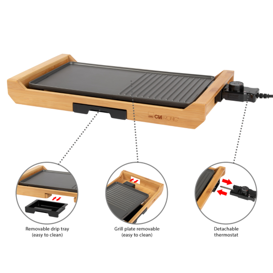 Clatronic TG 3697 asztali grill, bambusz