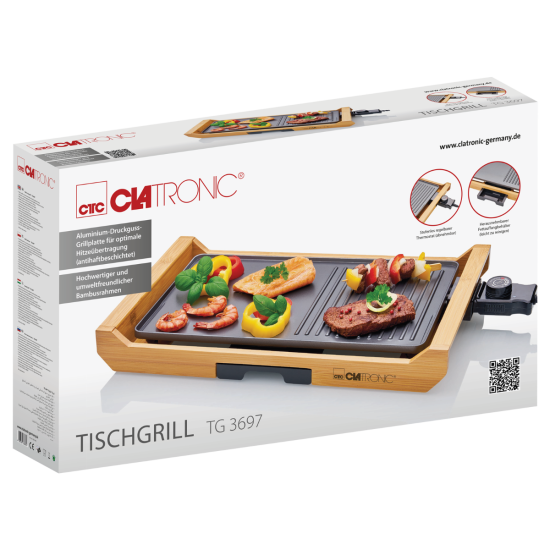 Clatronic TG 3697 asztali grill, bambusz