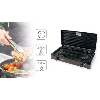 MPM SMILE-KN-02/1KB dupla gázfőzőlap gázrezsó fekete