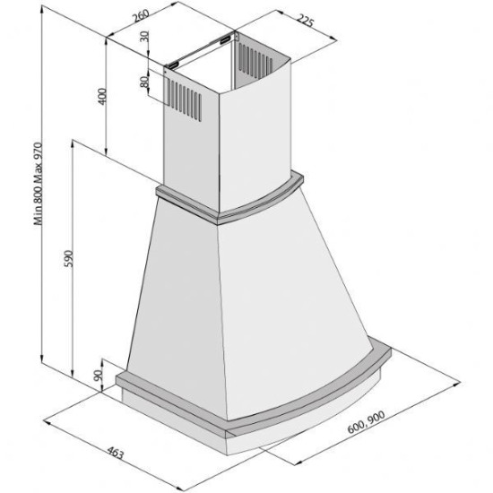 SILVERLINE 2235 Rusto 60cm BÉZS fali kürtős rusztikus elszívó 2235.6.652.02 bézs