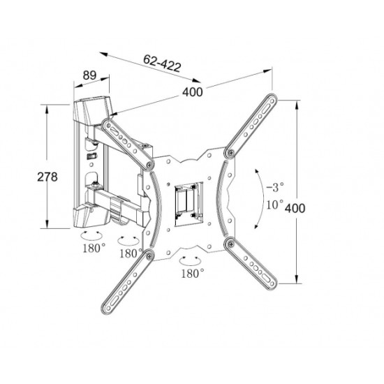 Well 23-55" fali forgatható és dönthető fali LCD tv konzol TVS-LCD-SW355WL