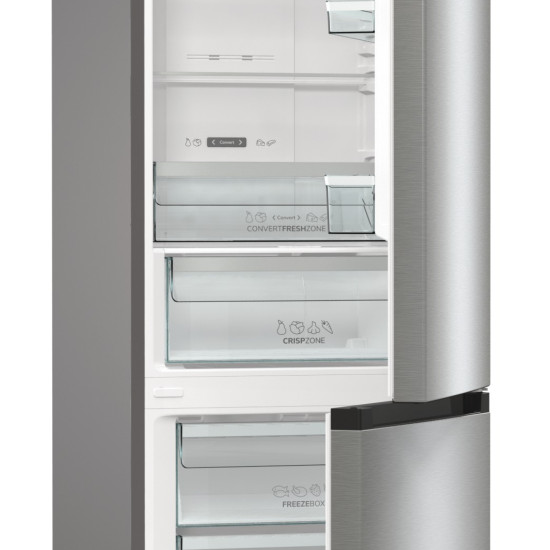 Gorenje NRK6202AXL4 No Frost inox kombinált hűtőszekrény, 235/96L, 60x59.2x200 cm