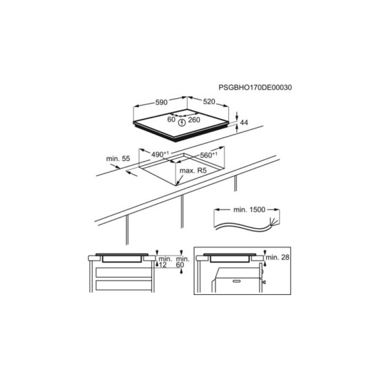 EVIDO VETRO 60BB indukciós beépíthető főzőlap HIV6BB.1 fekete