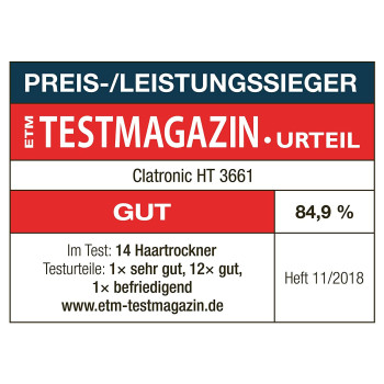 Clatronic HTD 3661 hajszárító 2200W Ion technológia 3 hőmérséklet 2 sebesség HTD3661