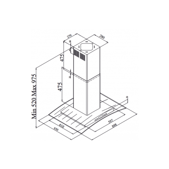 SILVERLINE 4140 ISOLA BLEND 90cm SZIGET INOX elszívó 4140.9.652.02