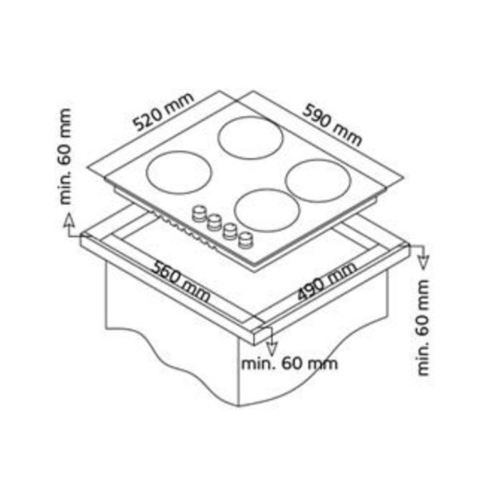 Evido VALEO 60FX WOK  gáz égős  inox beépíthető főzőlap HGX6WX.2