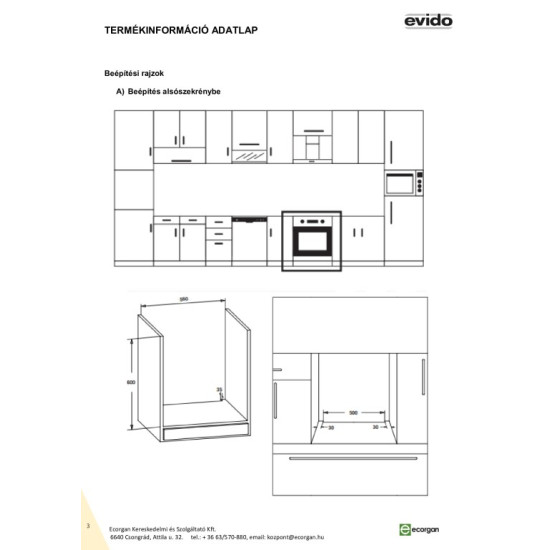 Evido Comfort 60X inox beépíthető sütő BOC6DX.2