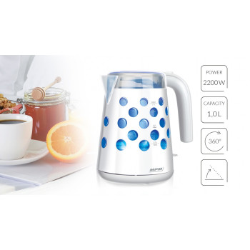 MPM MCZ-86 vízforraló 1,7 l kék led pöttyös