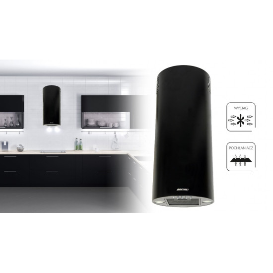 MPM falra szerelhető hengeres fekete elszívó MPM-31-OT-01