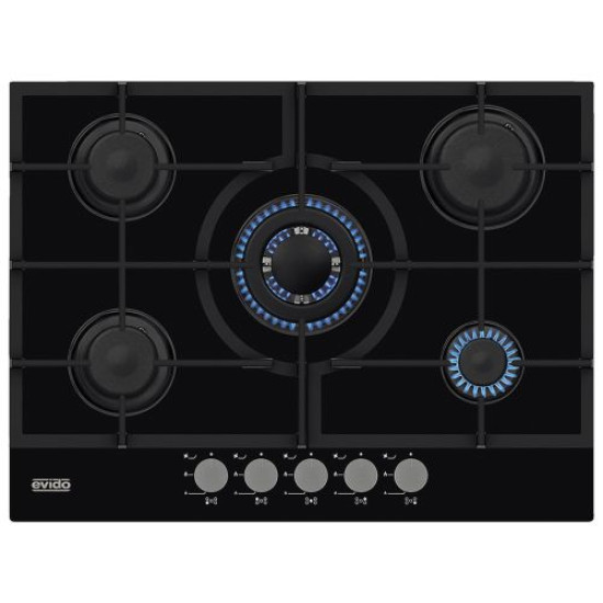 EVIDO MURANO 70B  HGM7WB.1 üveg-gáz 5 GÁZÉGŐS beépíthető ÜVEG GÁZ főzőlap
