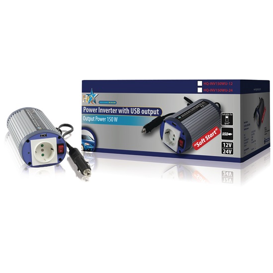 HQ HQ-INV150WU-12 Inverter módosított szinusz 12 VDC - AC 230 V 150 W+ USB