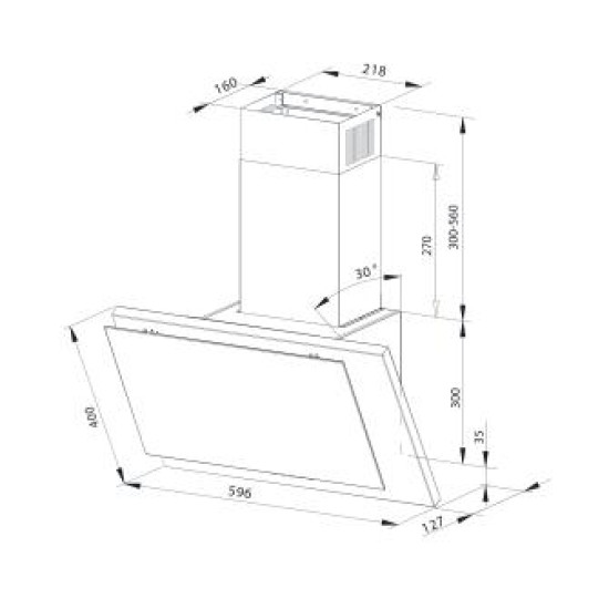 MPM MPM-60-OM-37 fehér fali döntött 60cm elszívó