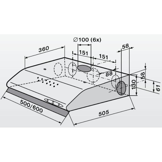 Mora OP630X 60cm szürke konyhai elszívó hátsó/felső/oldalsó légkivezetéssel