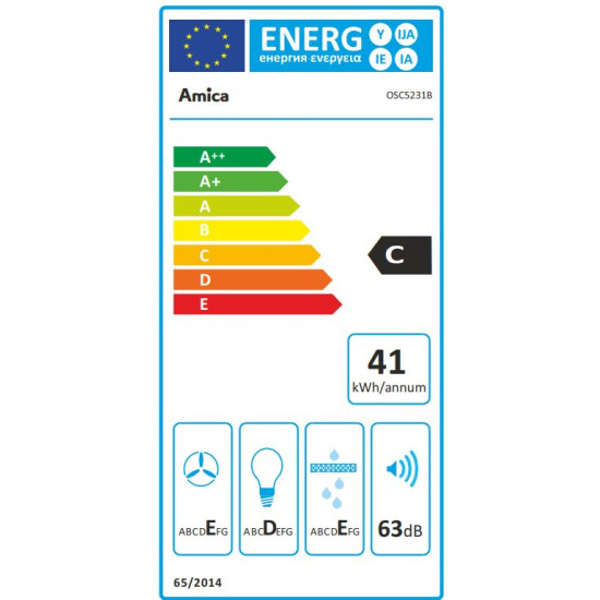 Amica OSC5231B fekete 50cm elszívó konyhai páraelszívó