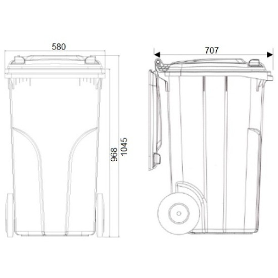 Kuka 240l kuka tetra pack gyűjtésre kerekes, 240l  Europlast műanyag hulladék tároló tetrapack gyűjtésre