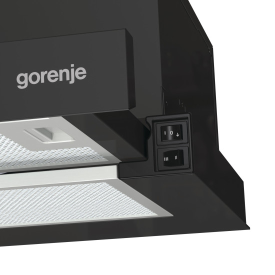 Gorenje TH60E3B fekete beépíthető teleszkópos konyhai elszívó, 60 cm széles