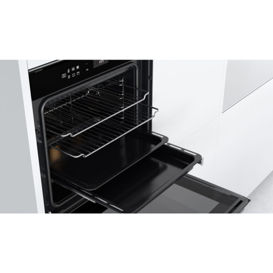 Whirlpool W7 OM4 4S1 P pirolitikus beépíthető sütő inox szegély, fekete full üveg,