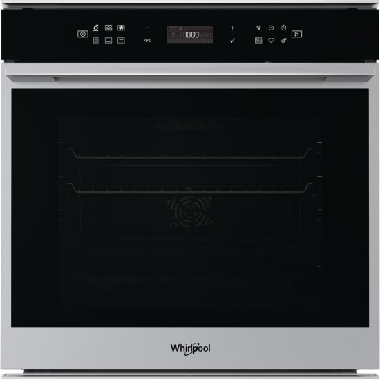 Whirlpool W7 OM4 4S1 P pirolitikus beépíthető sütő inox szegély, fekete full üveg,