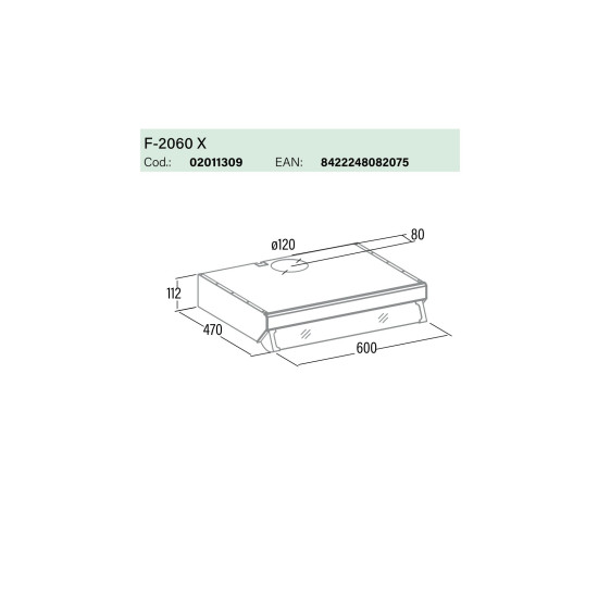 CATA F-2060 BK/L FEKETE 60cm konyhai elszívó mosható fém zsírszűrővel 