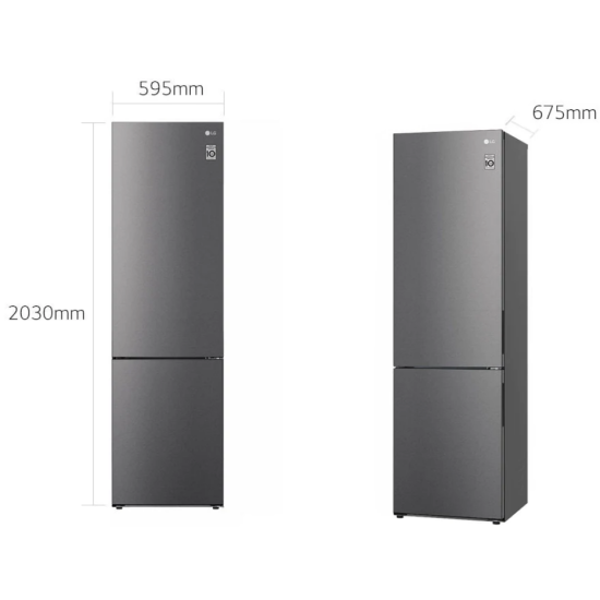 LG GBP62DSNCC1 Total No Frost alulfagyasztós inox kombinált hűtőszekrény, C energiaosztály, 203cm,
