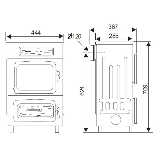 Wamsler Kamino 6 Classic kályha 6kW kályha öntvény ajtók és fedlappal