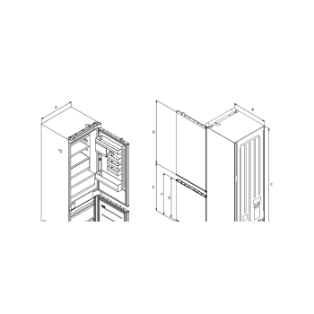Candy ECNBQL3518EV beépíthető alulfagyasztós kombinált hűtőszekrény, 194/74L, 54x55x177.2 cm Low Frost Technology