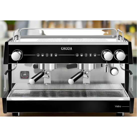 Gaggia LA Vetro 2 karos professzionális kávéfőző, fekete, automatikus fejtisztítási programmal, megvilágított munkaterülettel