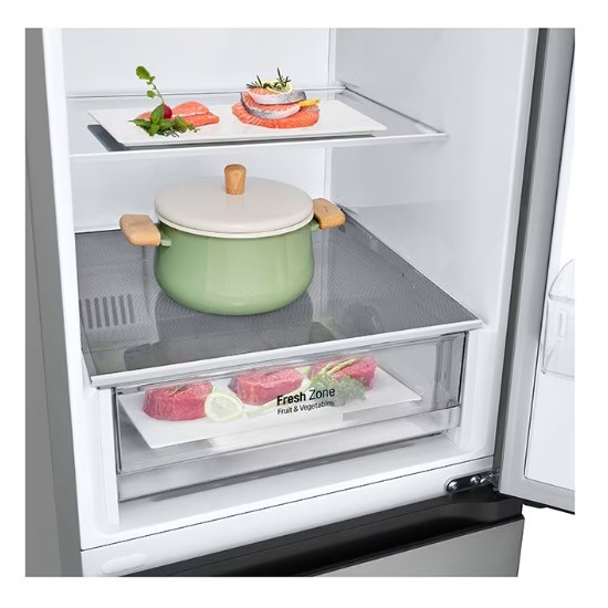 LG GBV21L0EPY No Frost alulfagyasztós kombinált hűtő, hamvas matt ezüst, DoorCooling+™ Inverter kompresszor 186x59,5X68,2cm