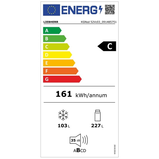 Liebherr KGNSD 52VC03 No Frost DuoCooling kombinált alulfagyasztós hűtőszekrény 185.5x59.7x67.5cm